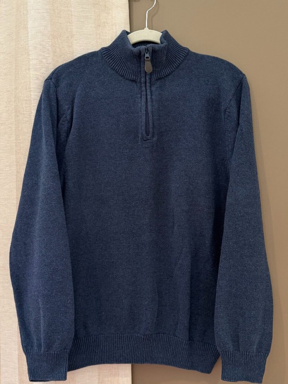 Croft & Barrow Men's Navy 1/4 Zip Knit Sweater Office Business, Size Medium